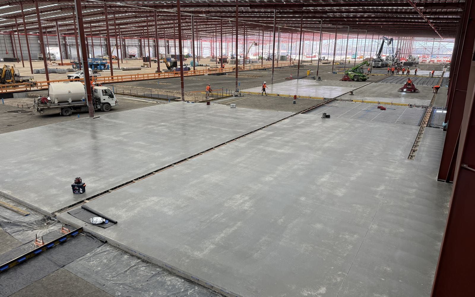 A large finished warehouse slab inside the Lot F building