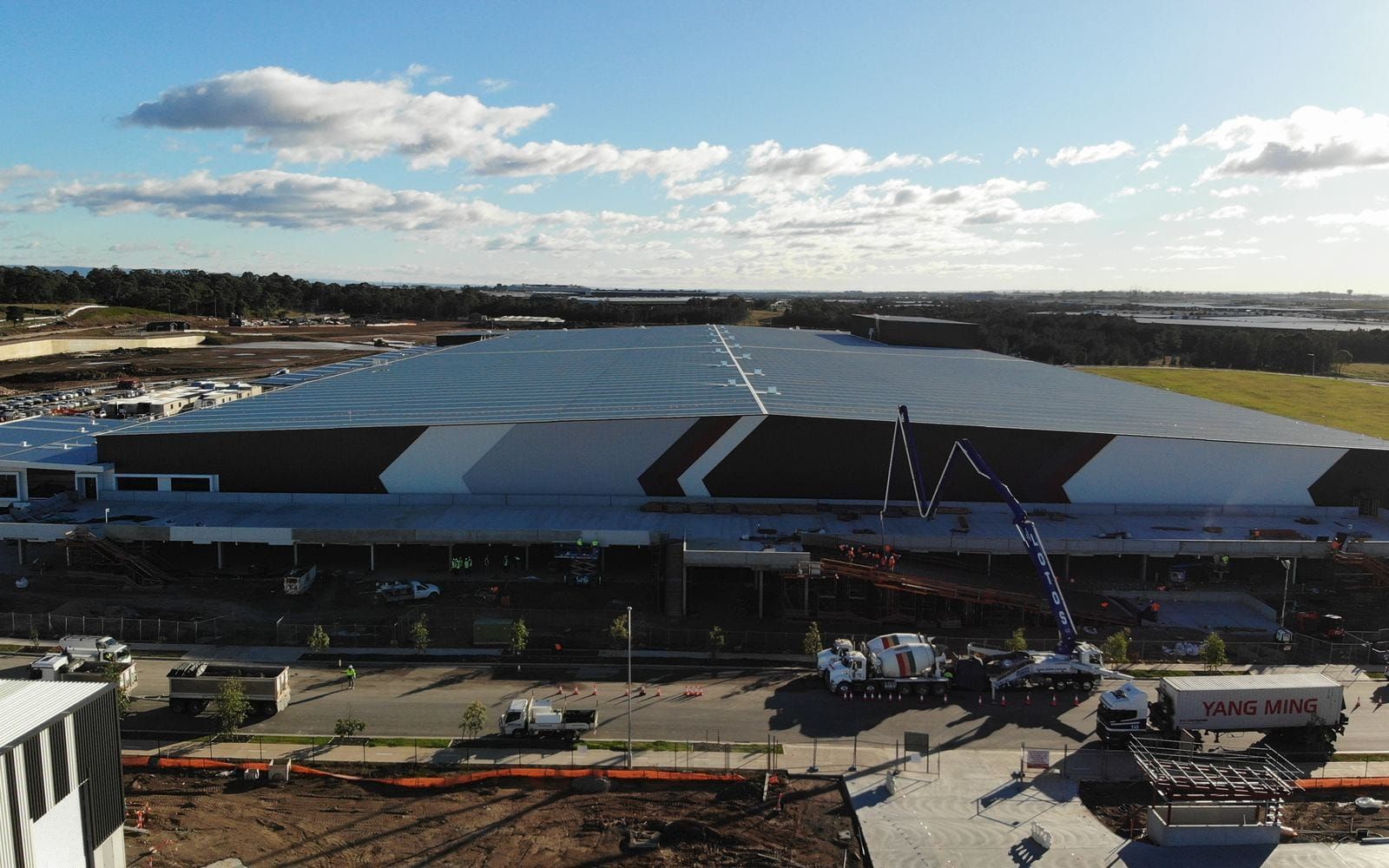 Aerial view of the completed Lot F facility within the wider estate