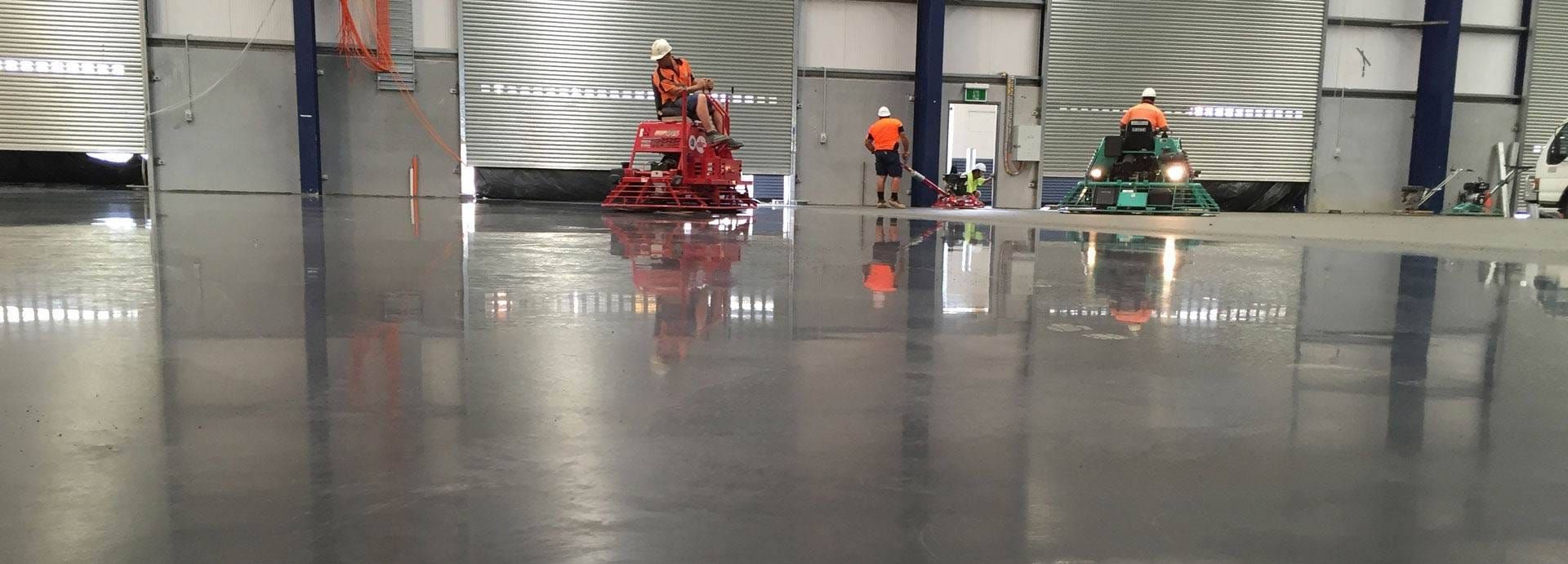 Completed large-scale industrial warehouse with polished concrete floor
